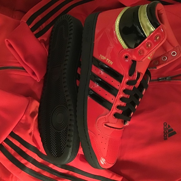 NWT- Mens Adidas Top Ten High OG #FV5501-Scarlet/Black Size 12.5 - Picture 10 of 13